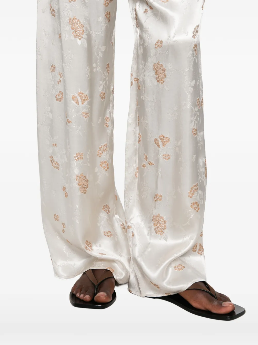 DÔEN Lavona floral-jacquard Trousers | Neutrals | FARFETCH