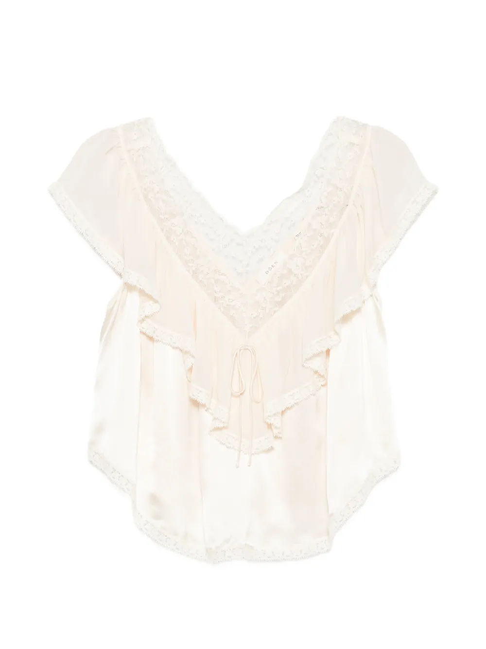 DÔEN Yadira lace-trimmed ruffled blouse - Toni neutri