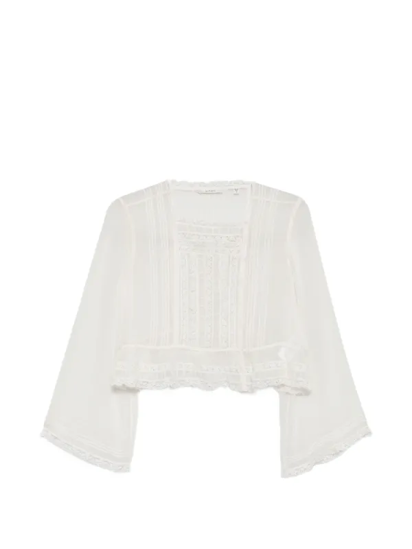 Dôen Elodine Lace-trim Blouse in Neutrals