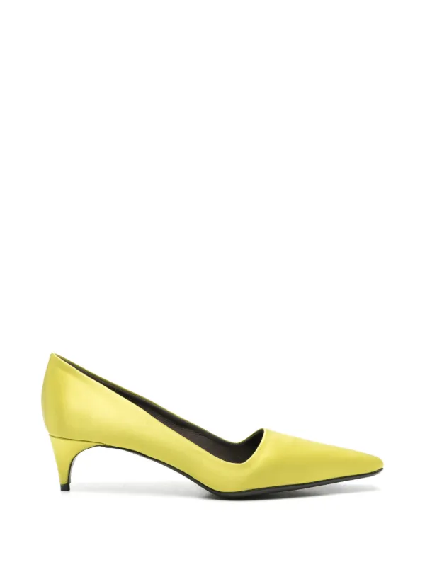 Bernadette Satin Heeled Pumps in Yellow