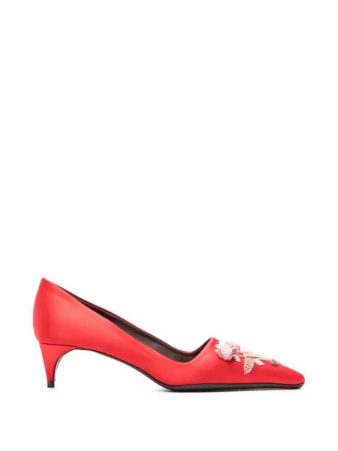 Bernadette classic satin pumps rose embroidered