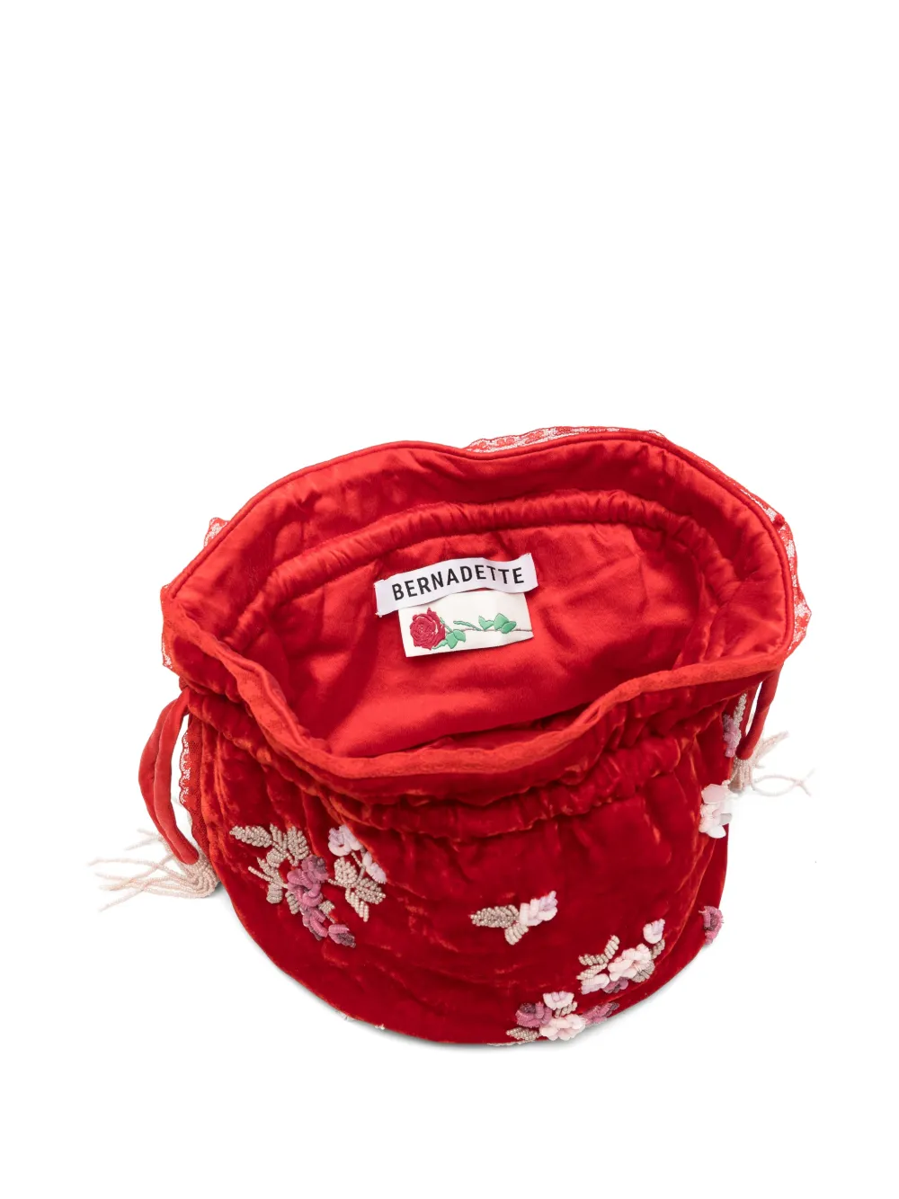 Bernadette Round Embroidered Bucket Bag, view 5