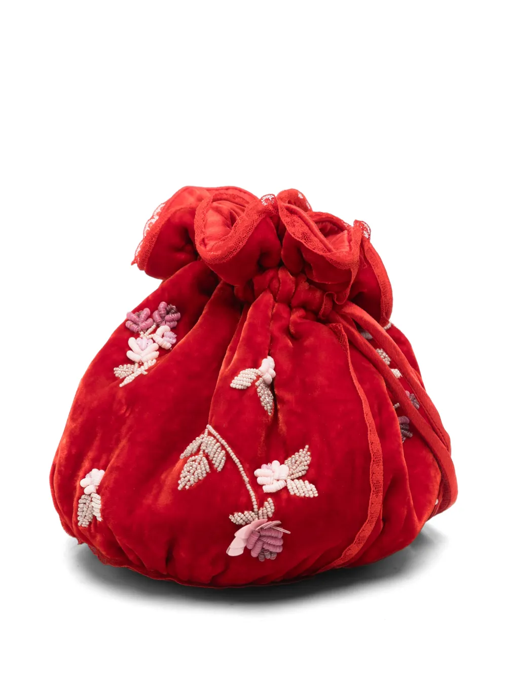 Bernadette Round Embroidered Bucket Bag, view 3