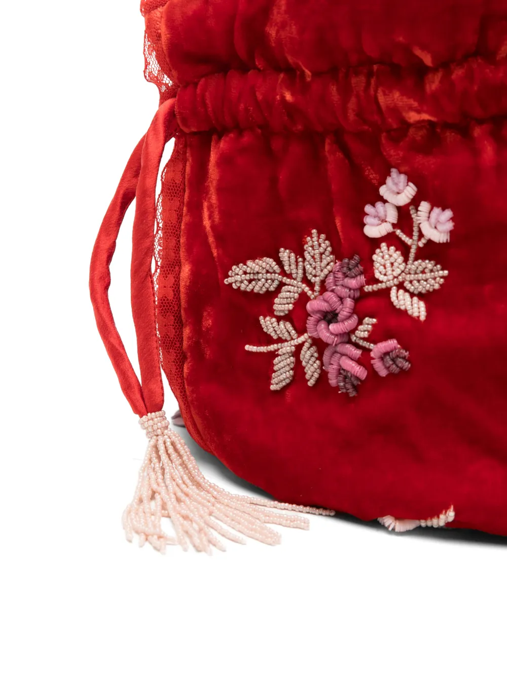Bernadette Round Embroidered Bucket Bag, view 4