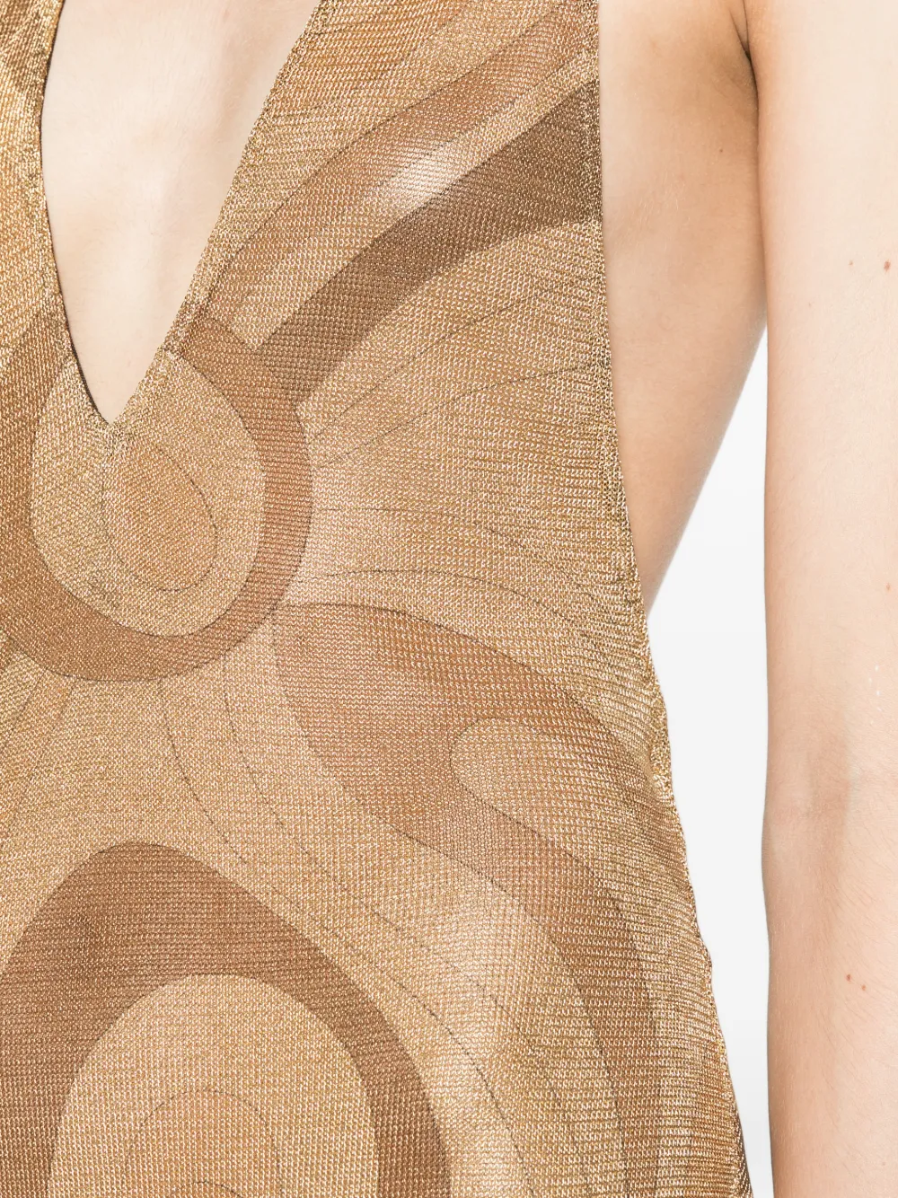 PUCCI Marmo-print voile gold dress Goud