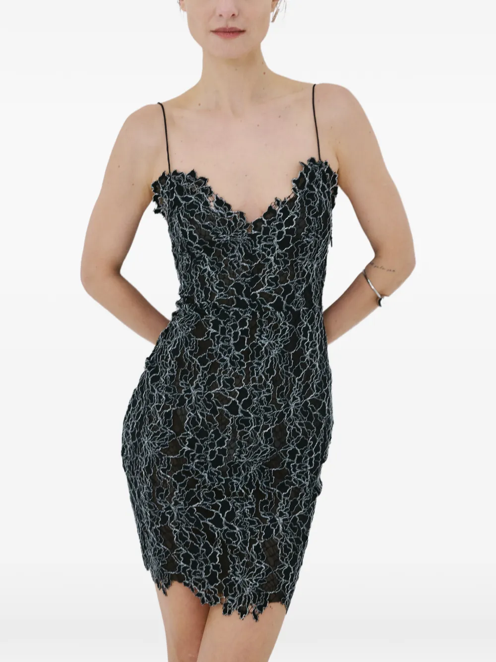 De La Vali Emerald lace-embellished ruffled maxi dress - Noir De La Vali Emerald lace-embellished ruffled maxi dress - Noir