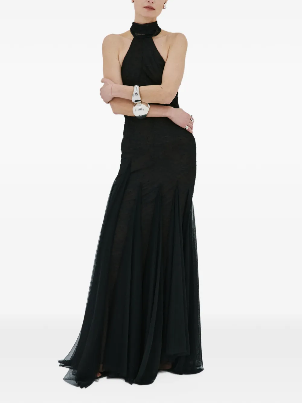 De La Vali Elowen halterneck lace maxi dress - Noir De La Vali Elowen halterneck lace maxi dress - Noir