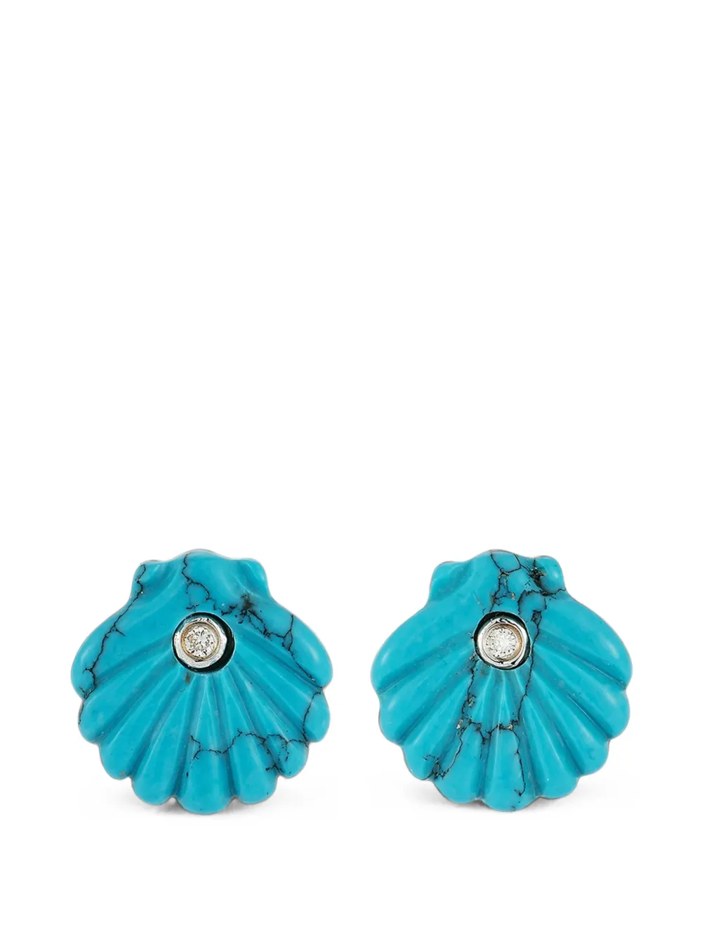 Mateo Venus Shell turquoise and diamond earrings - Gold