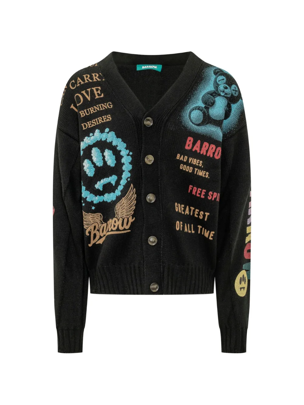 BARROW graphic-print button-up cardigan - Noir