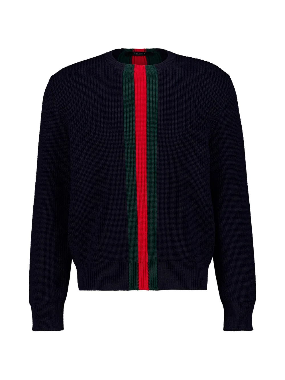 Gucci Web-stripe ribbed-knit sweater Blauw