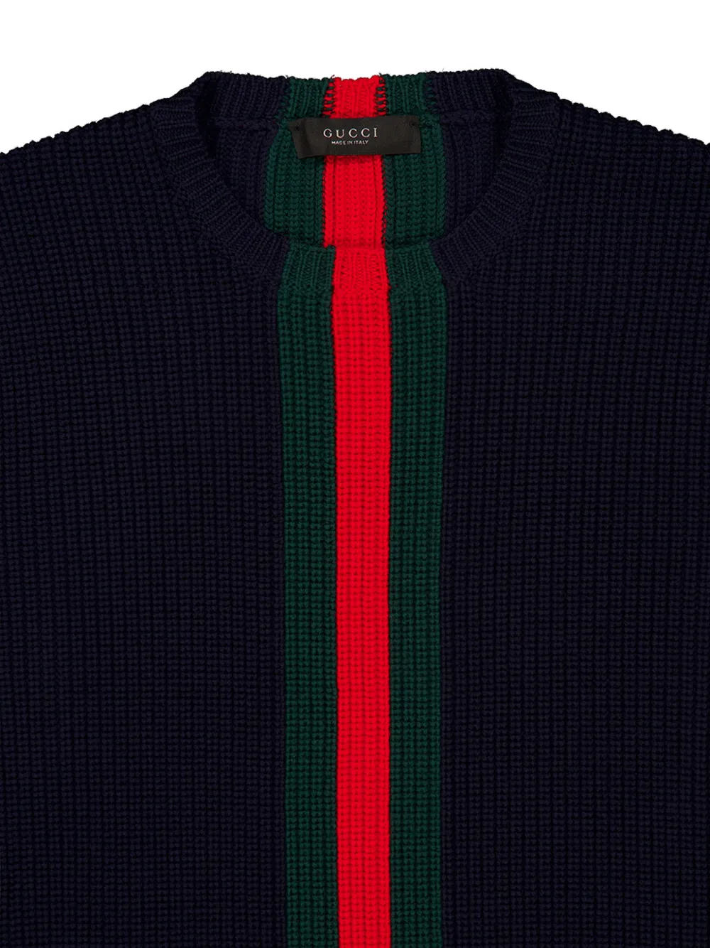 Gucci Web-stripe ribbed-knit sweater Blauw