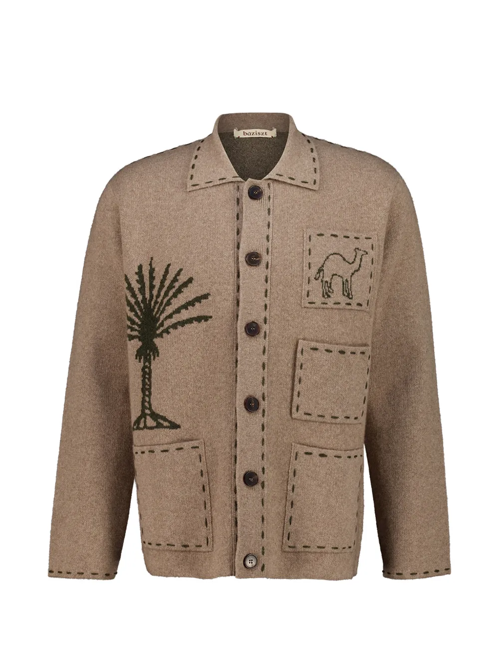 Baziszt Seeker intarsia-knit cashmere cardigan - Toni neutri