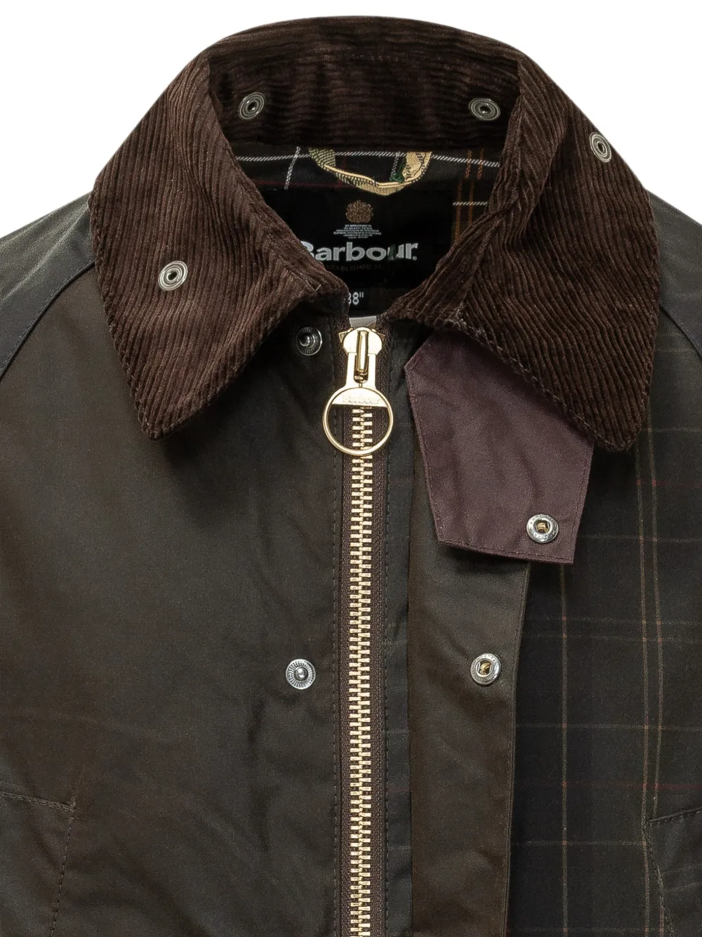 Barbour Jack met ribfluwelen kraag en patchwork Bruin