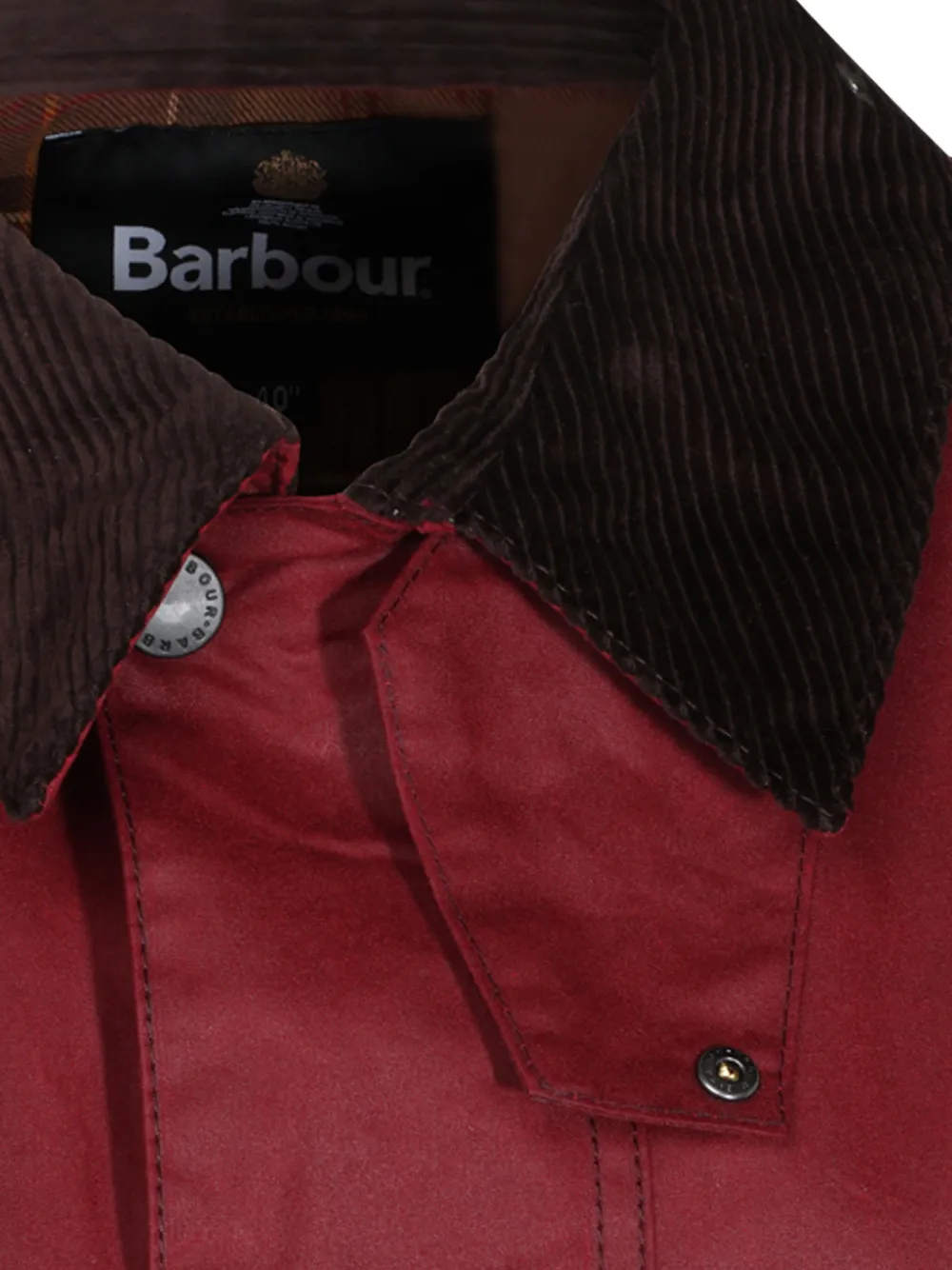 Barbour Transport gewaxt jack Rood