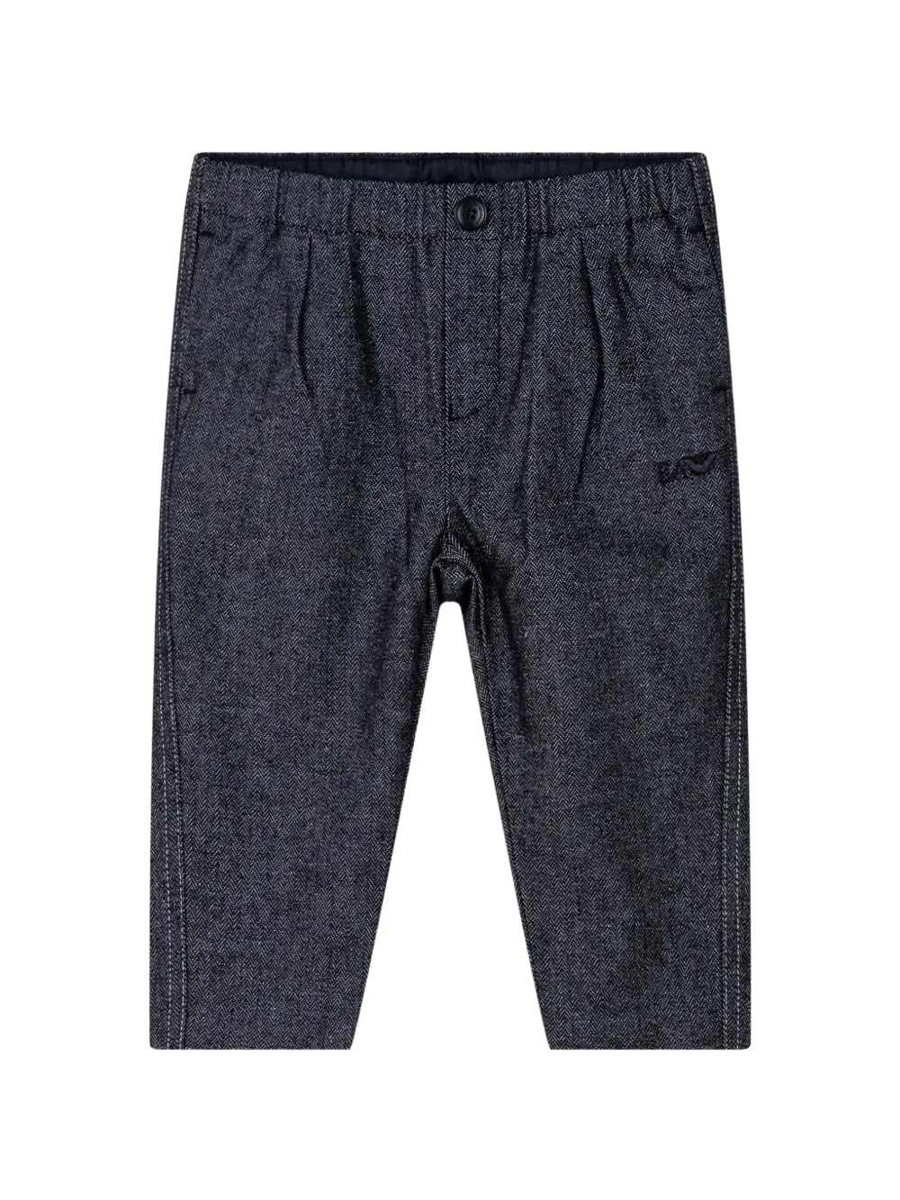 Emporio Armani Kids herringbone-pattern trousers - Blu
