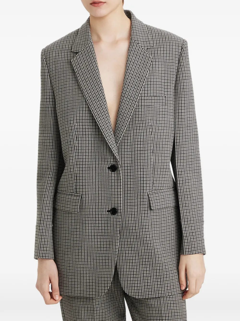 Ports 1961 Geruite wollen blazer Grijs