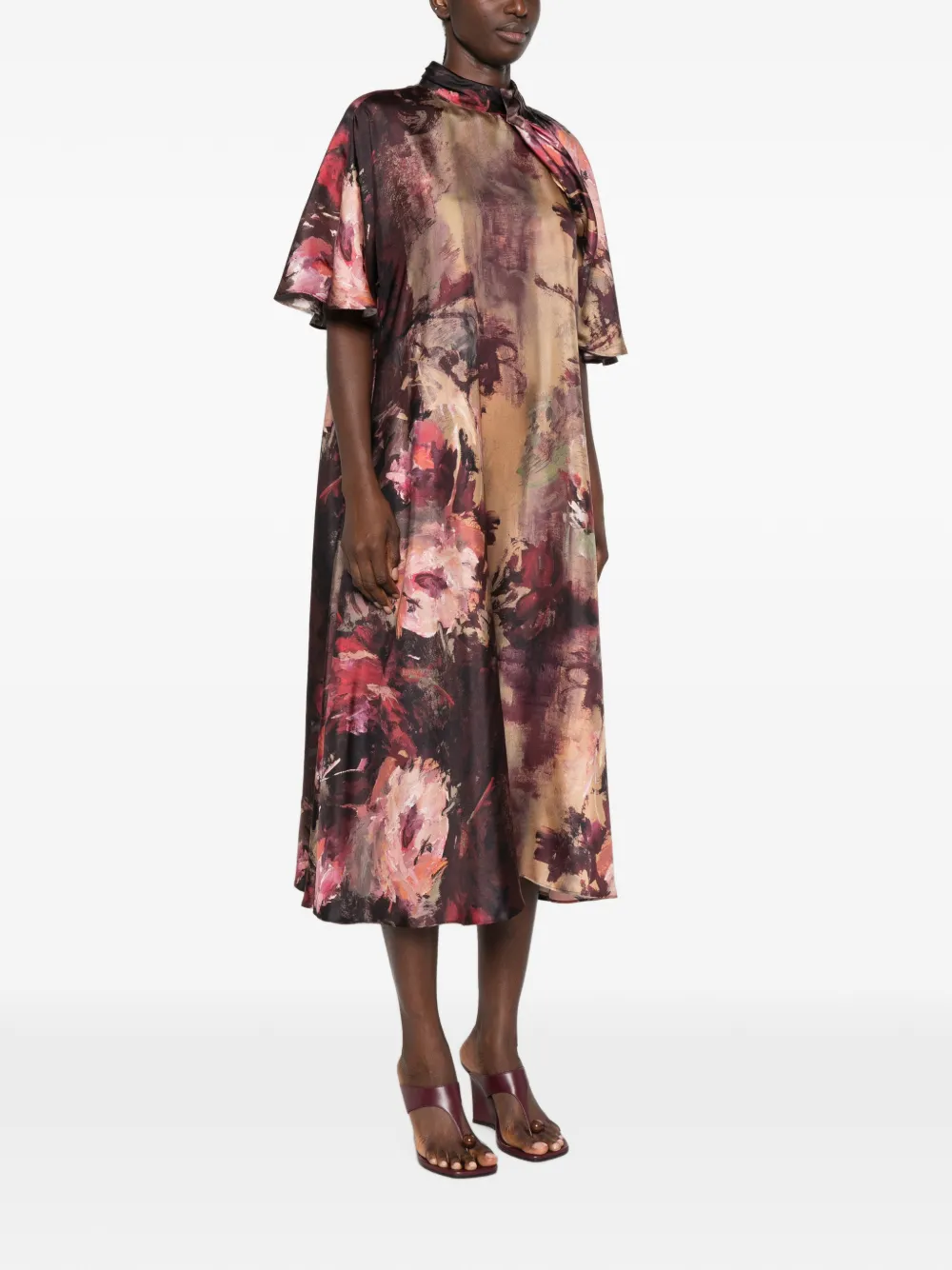 Antonio Marras Jurk met bloemenprint Bruin