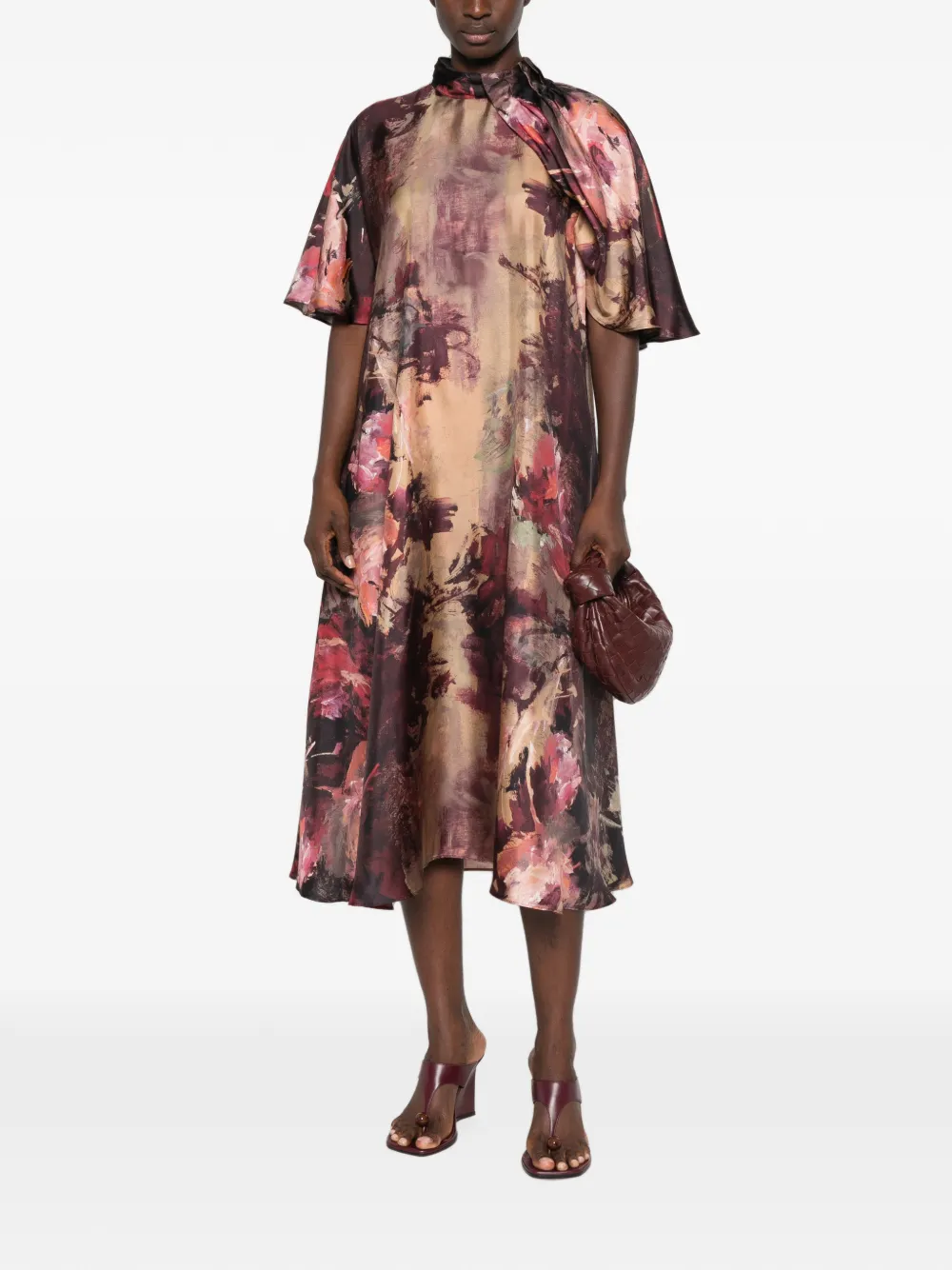 Antonio Marras Jurk met bloemenprint Bruin