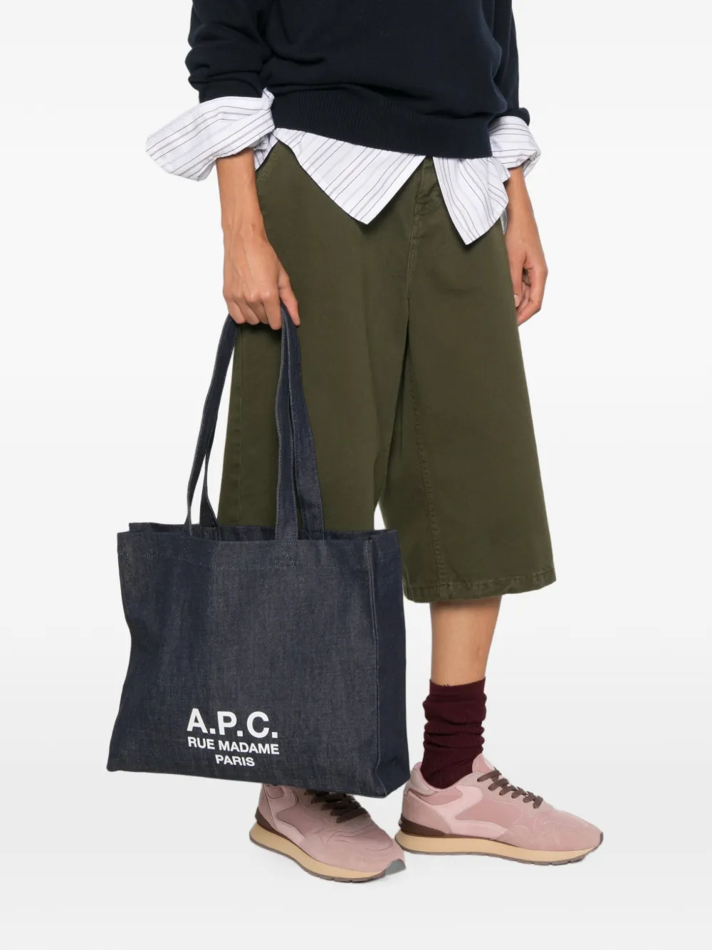 A.P.C. Shopper met logoprint Blauw