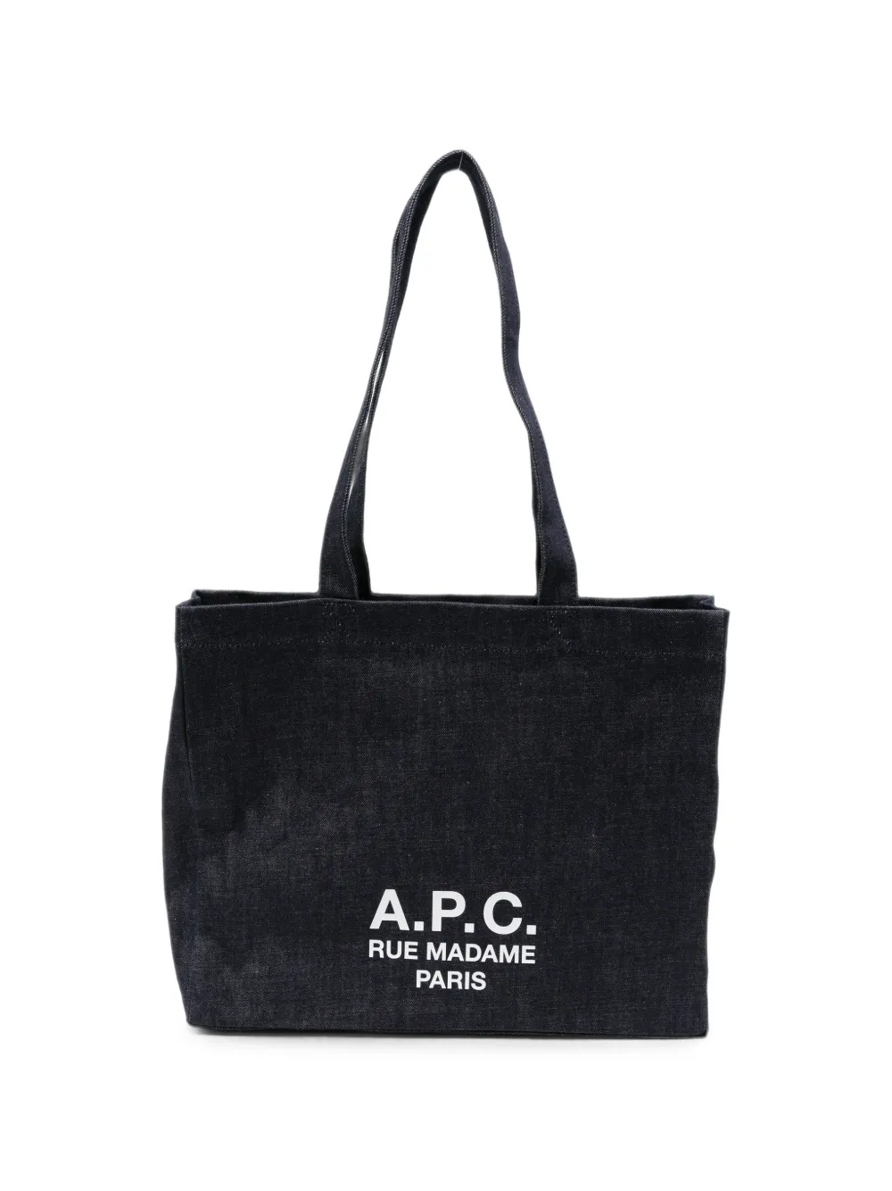 A.P.C. logo-print denim tote bag - Blu