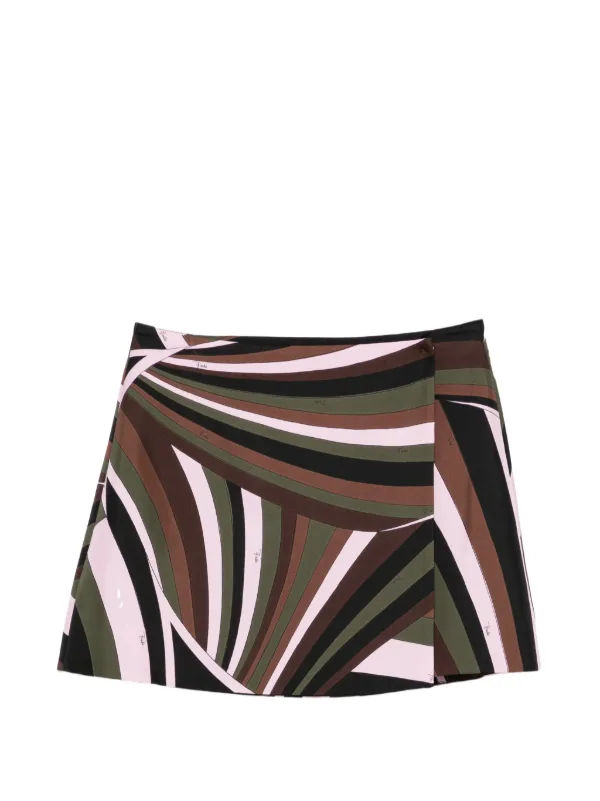 Pucci Iride-print Wrap Mini Skirt in Black