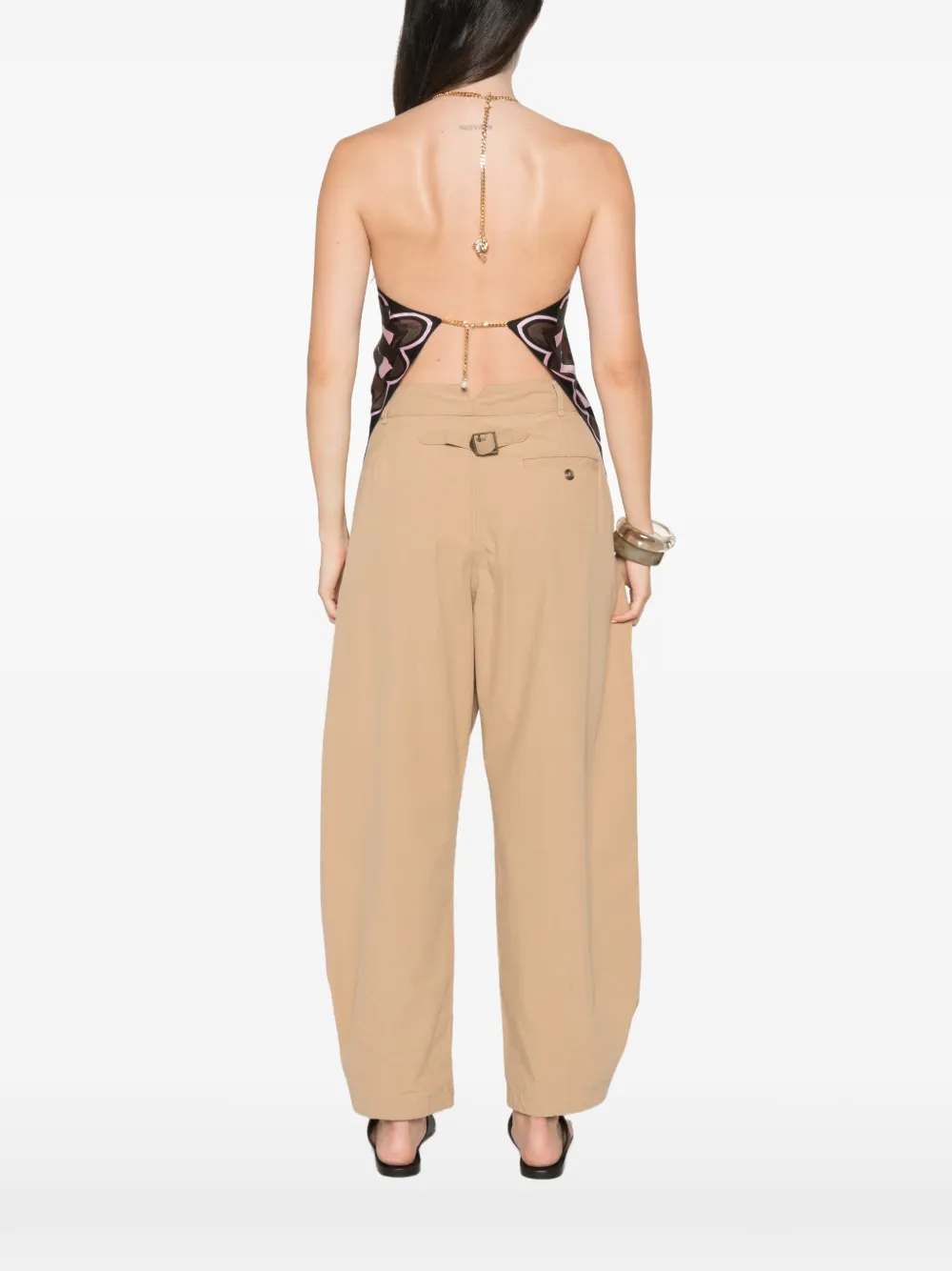 PUCCI Haltertop met Baiadera-print en schakelketting Zwart