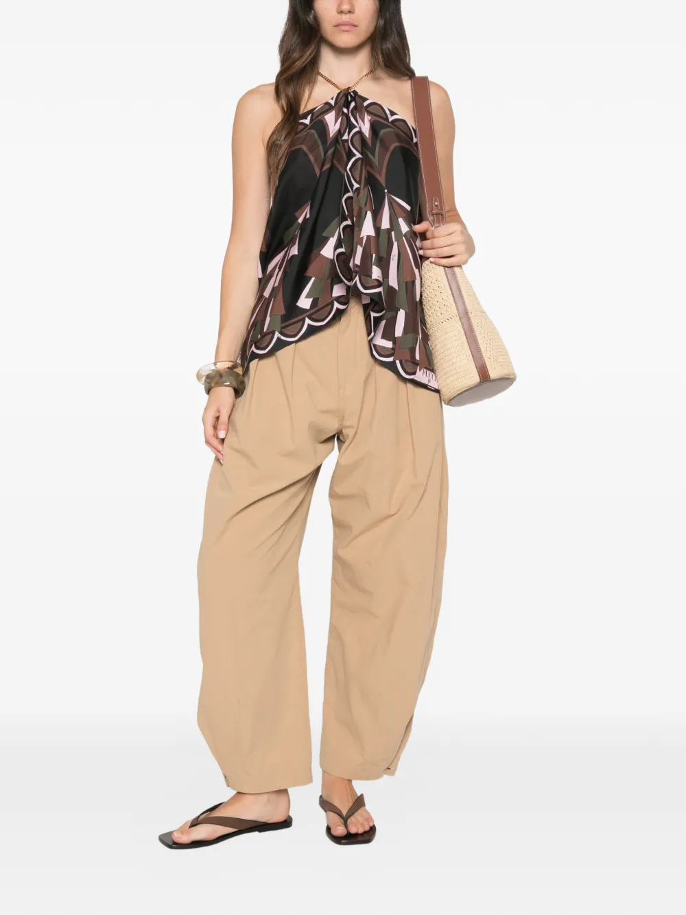PUCCI Haltertop met Baiadera-print en schakelketting Zwart