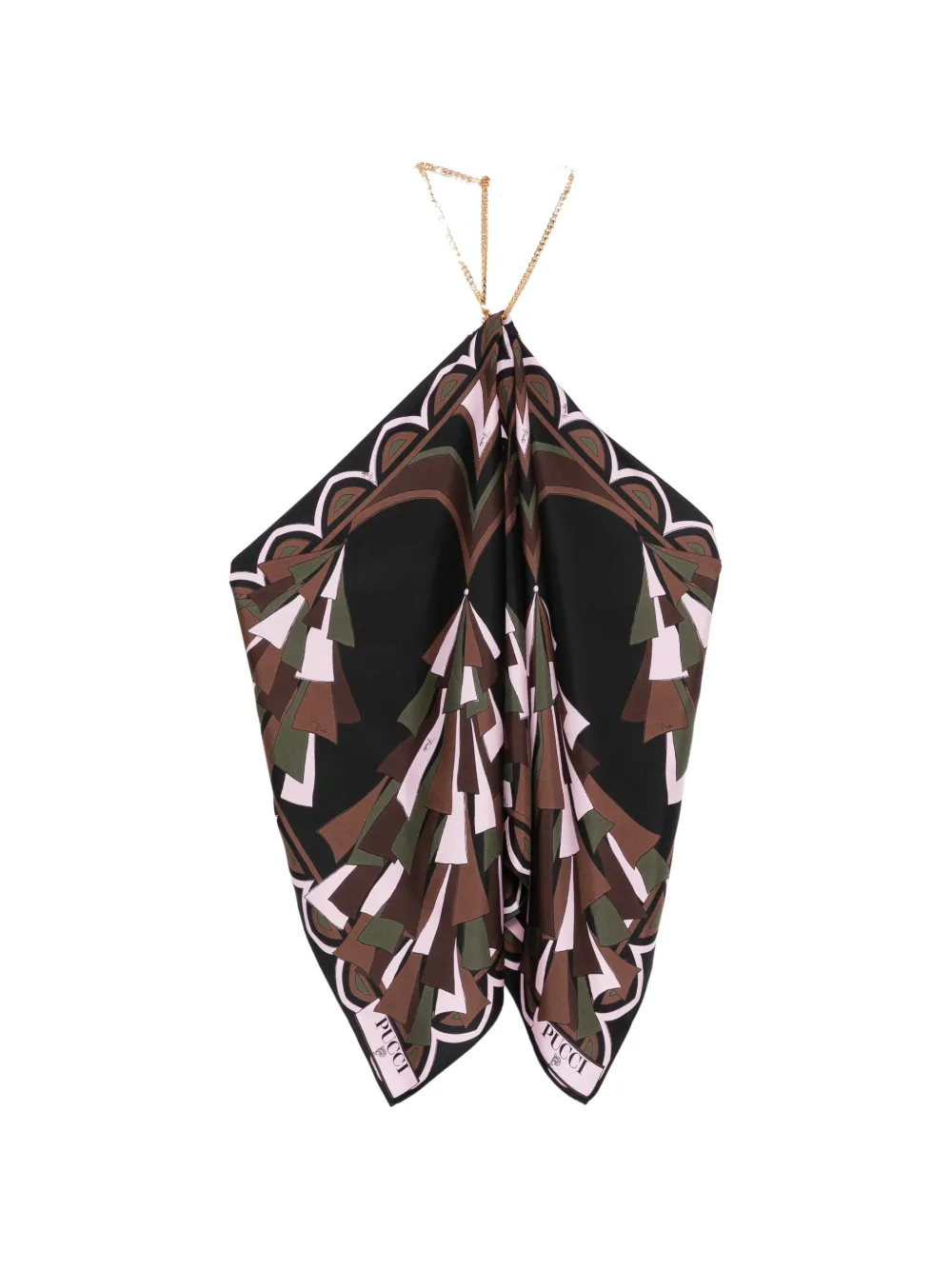 PUCCI geometric-print chain-link halterneck top - Nero