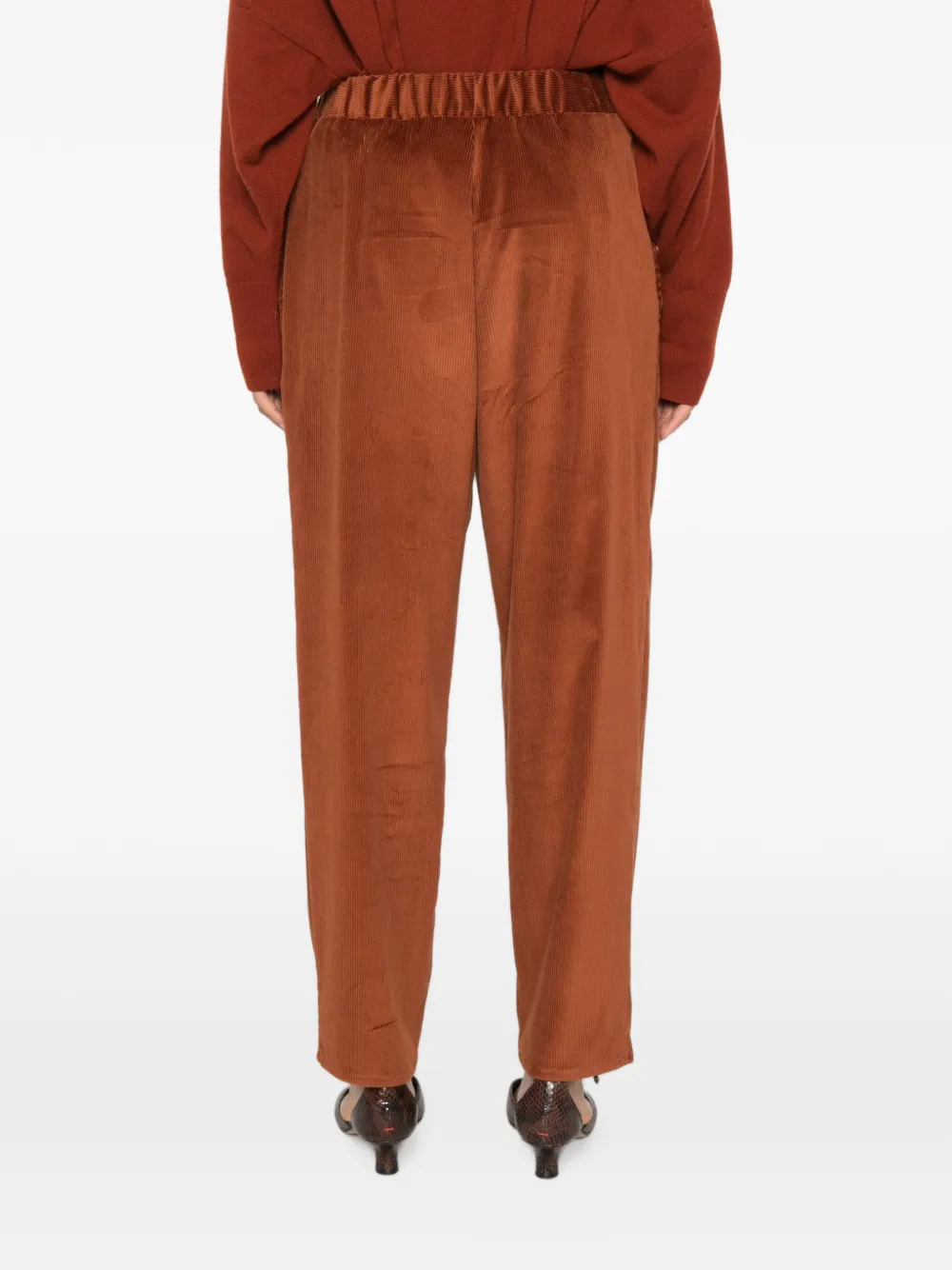 Dusan Broek met elastische taille en ribfluwelen effect Bruin