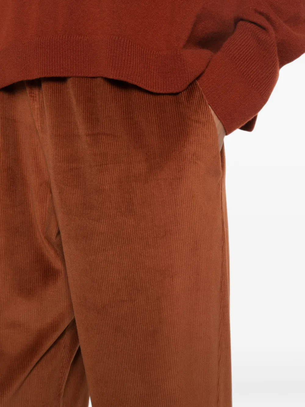 Dusan Broek met elastische taille en ribfluwelen effect Bruin