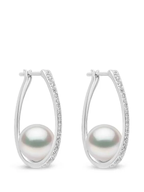 Yoko London Glitz South Sea pearl and diamond hoop earrings
