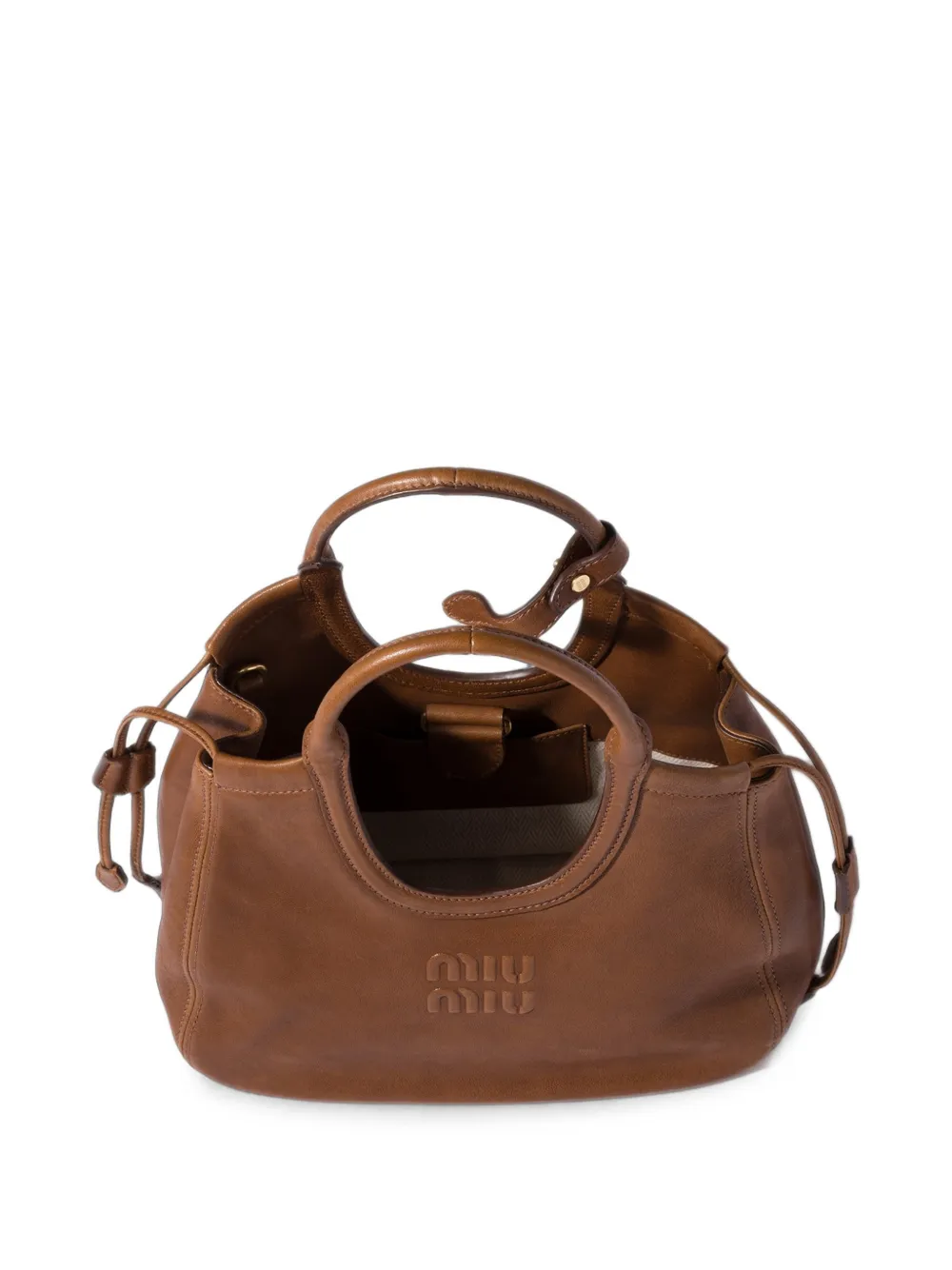 Miu Ivy leren shopper Bruin