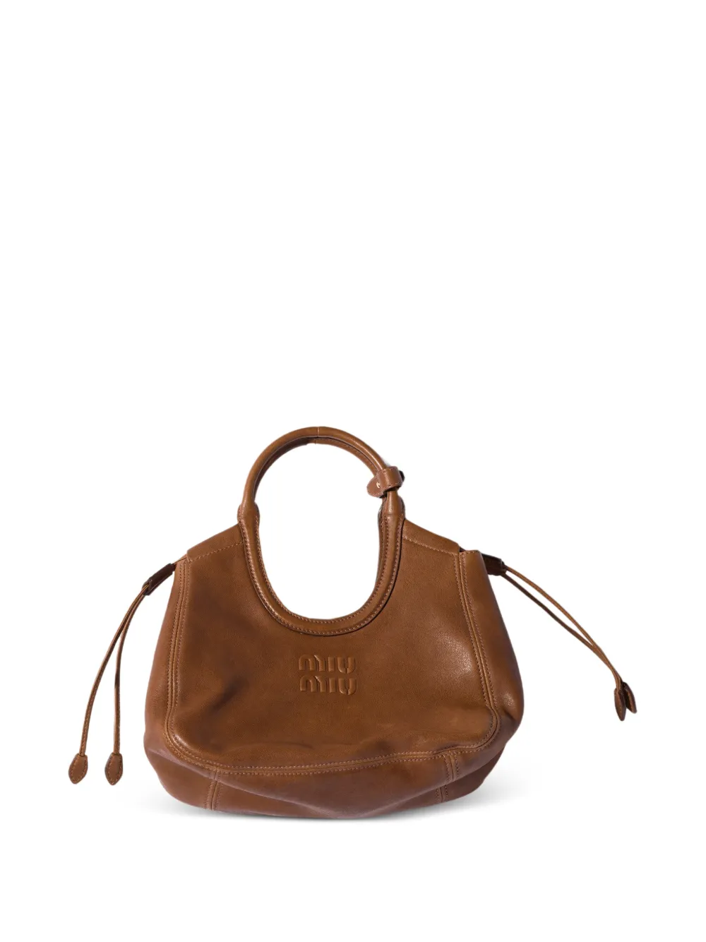 Miu Ivy leren shopper Bruin