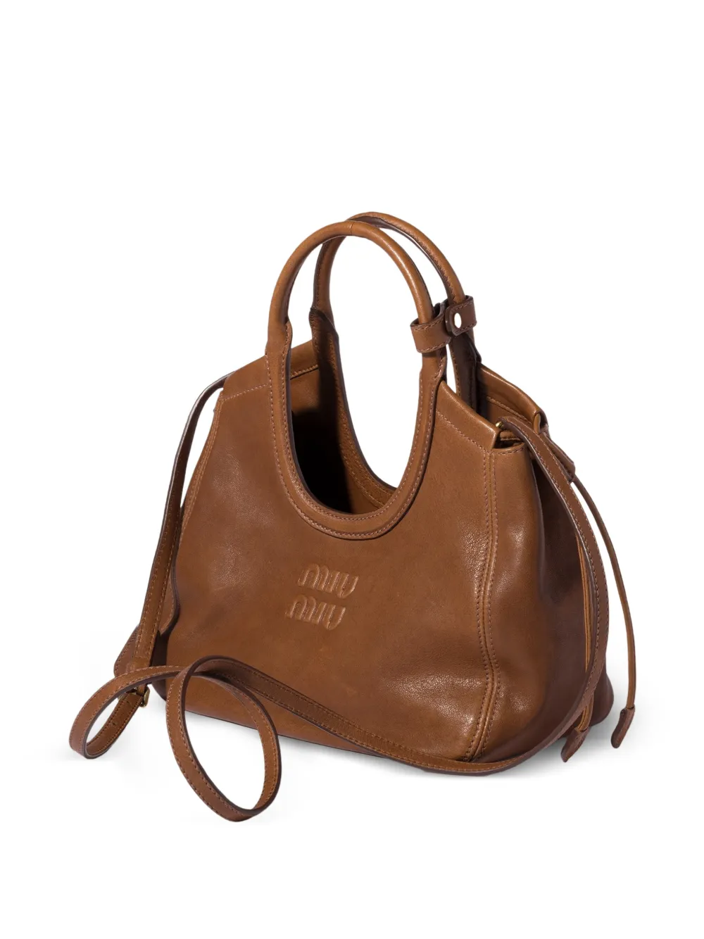 Miu Ivy leren shopper Bruin