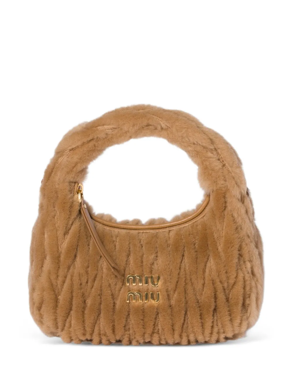 Miu Miu Borsa Wander in shearling - Marrone