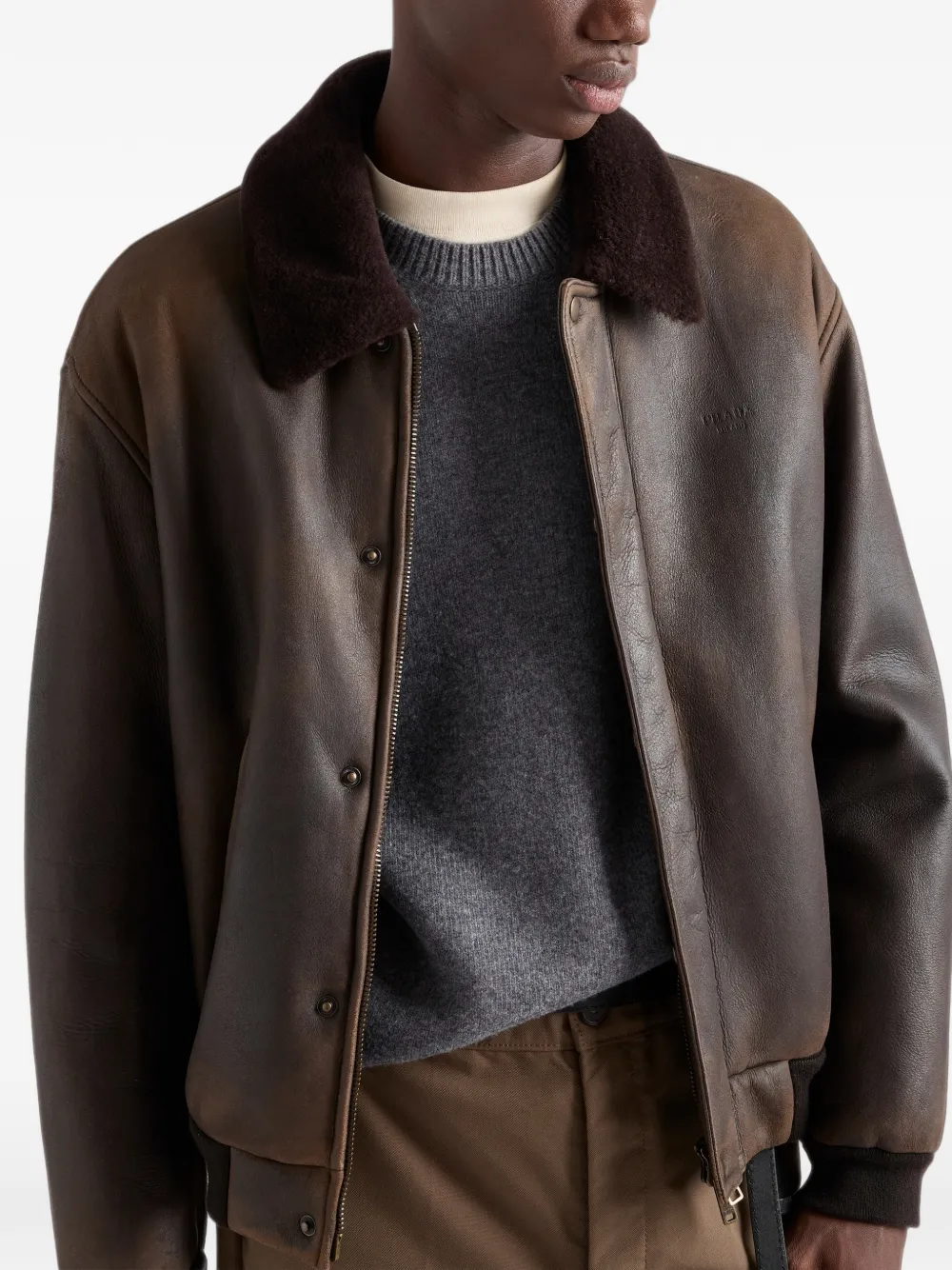 Prada Lammy bomberjack Bruin