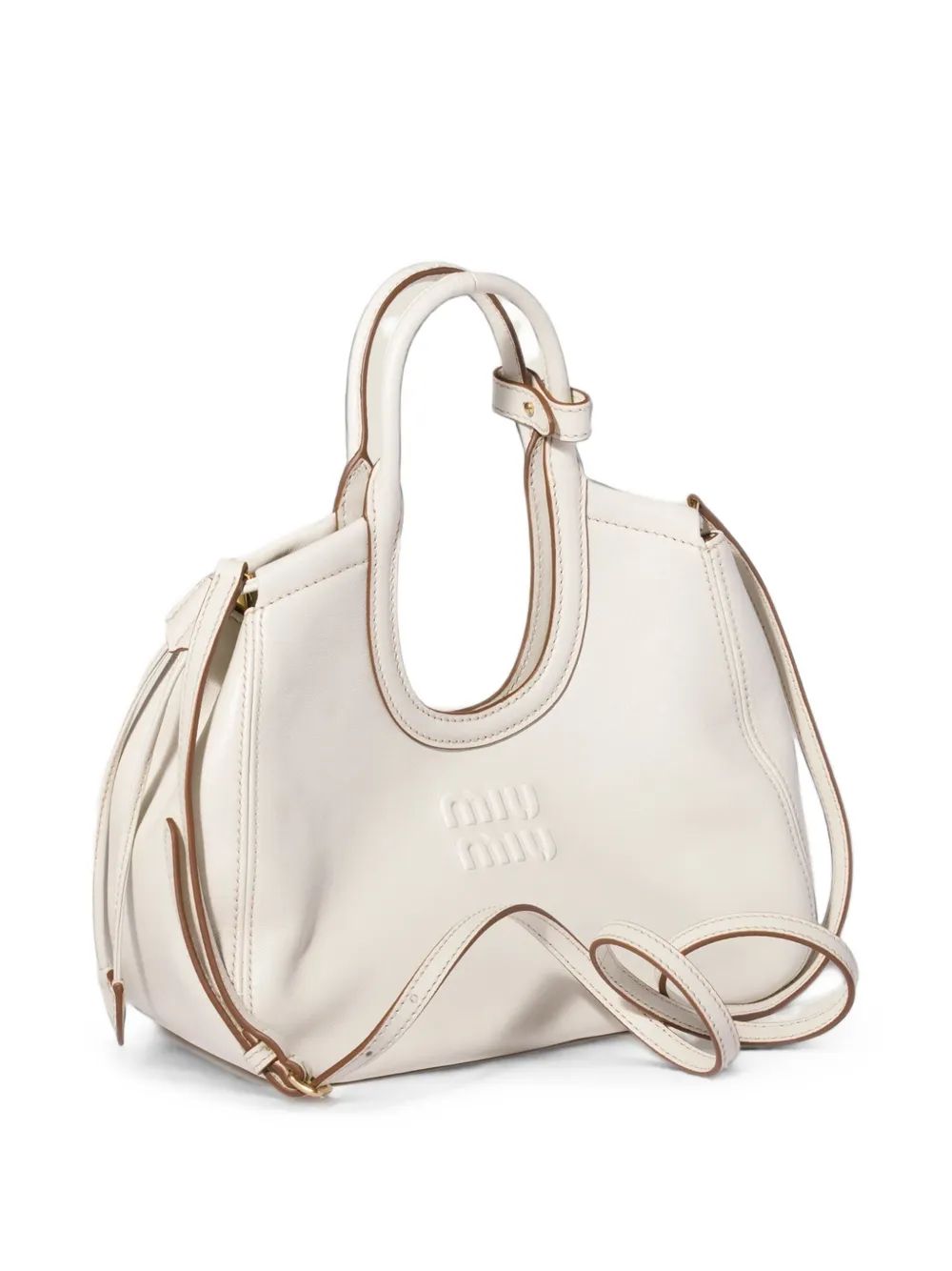 Miu Ivy nappaleren shopper Wit
