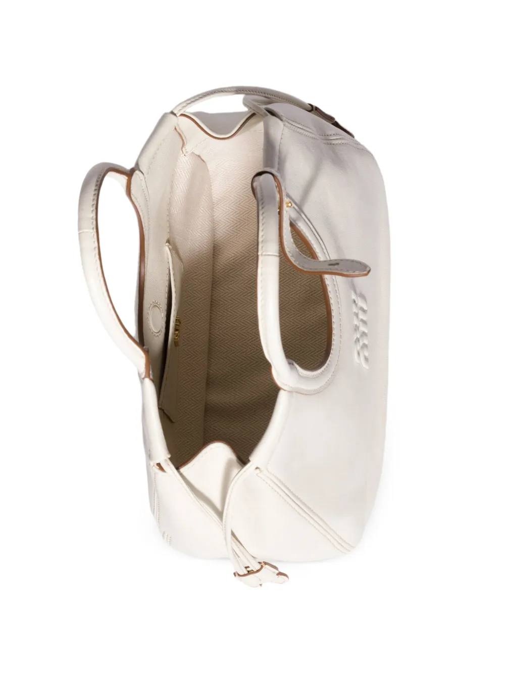 Miu Ivy nappaleren shopper Wit