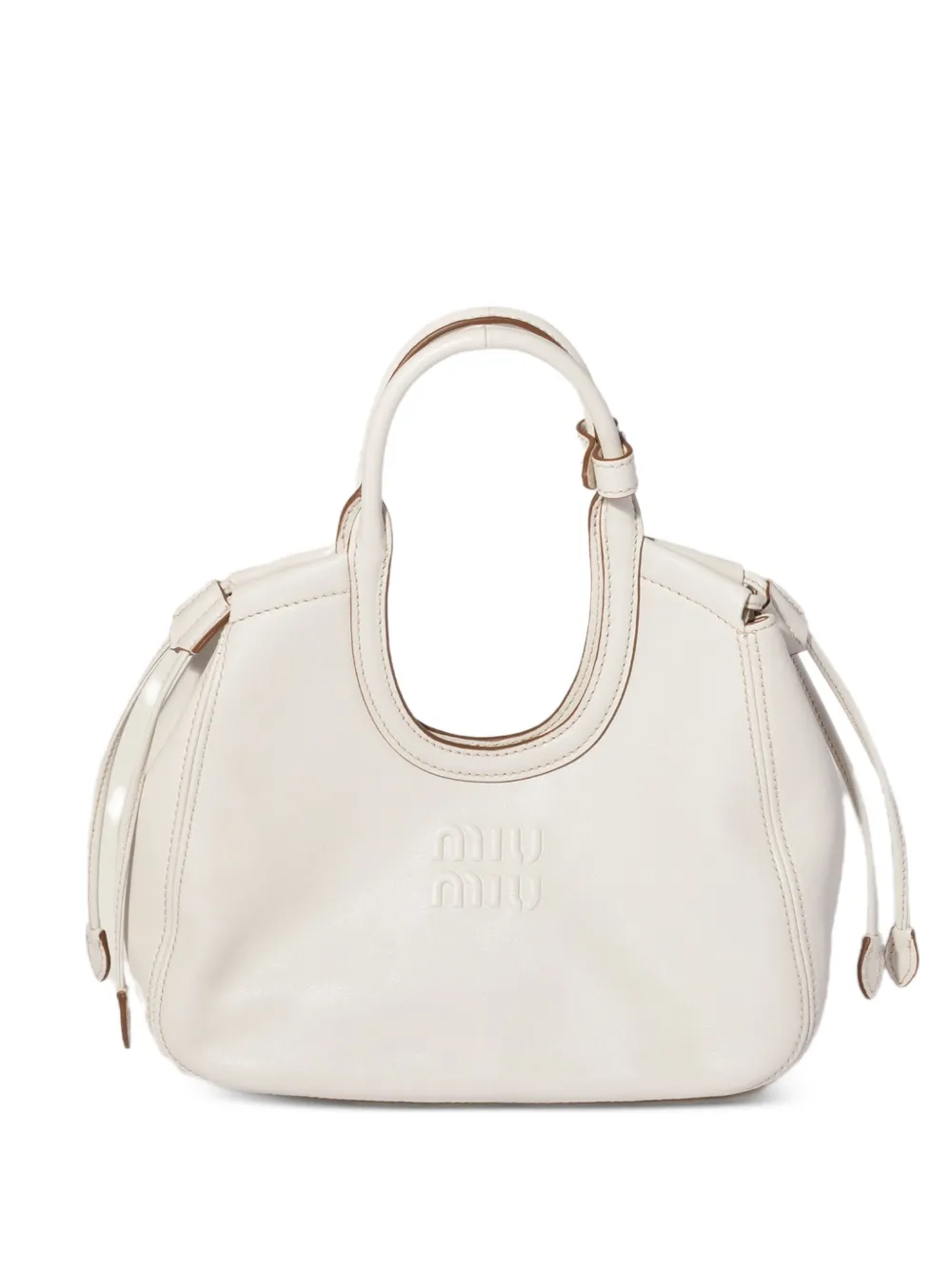 Miu Ivy nappaleren shopper Wit