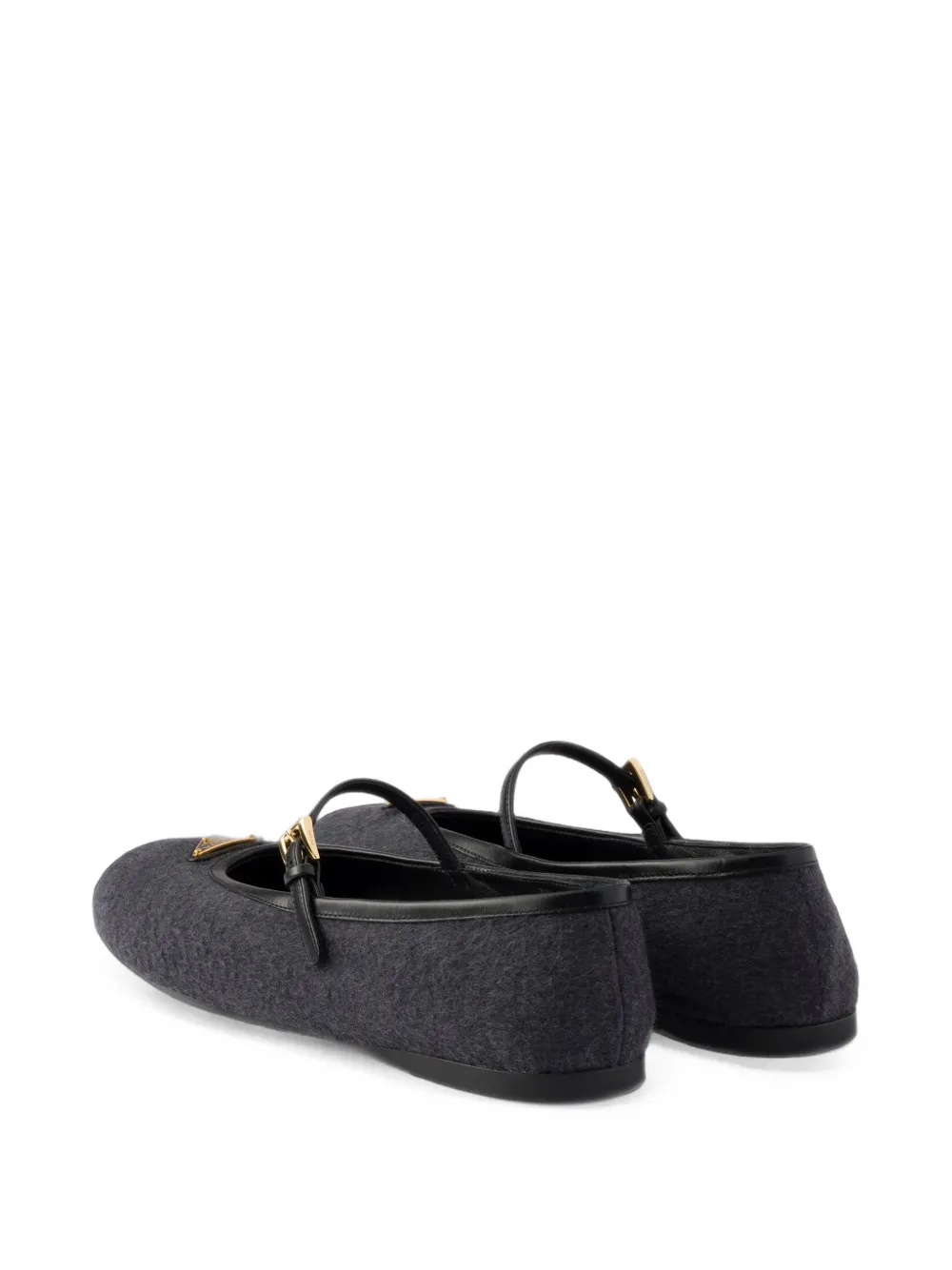 Prada buckle-strap cashmere ballet flats Grijs