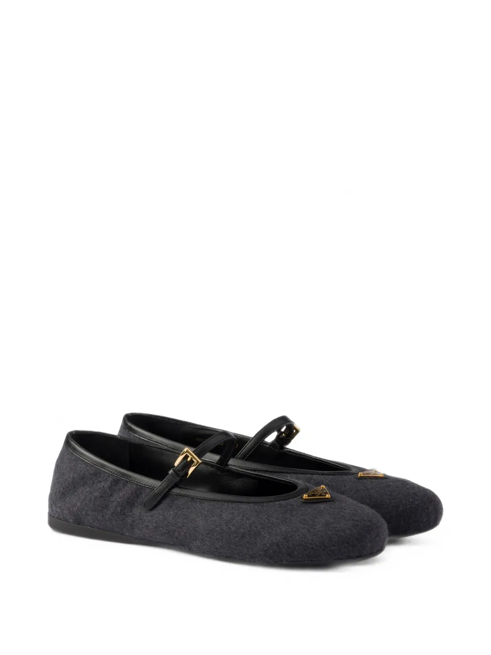 Prada buckle-strap cashmere ballet flats Grijs