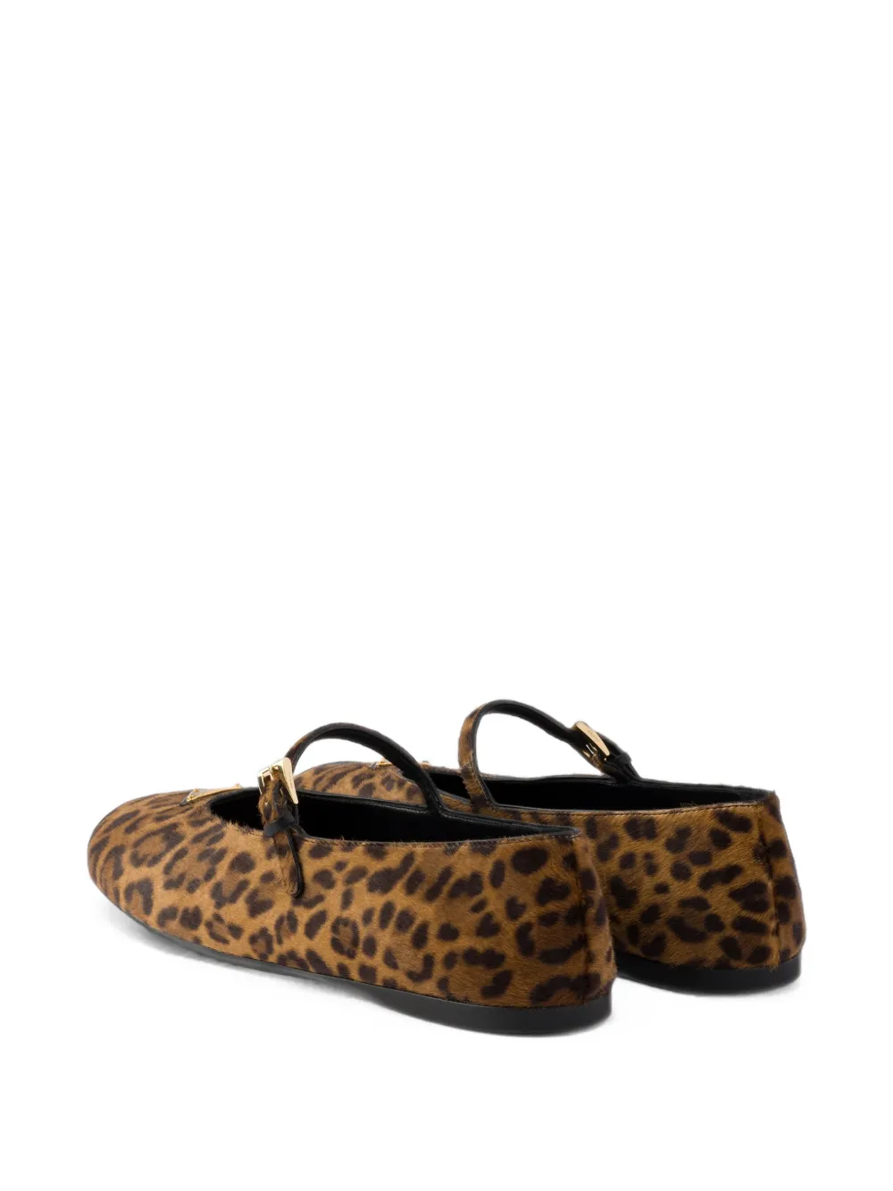 Prada Leren ballerina's met print Bruin