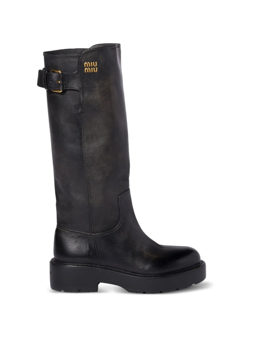 Miu leather boots Zwart