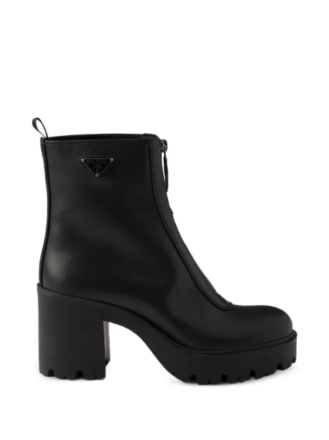 Prada leather ankle boots with zipper