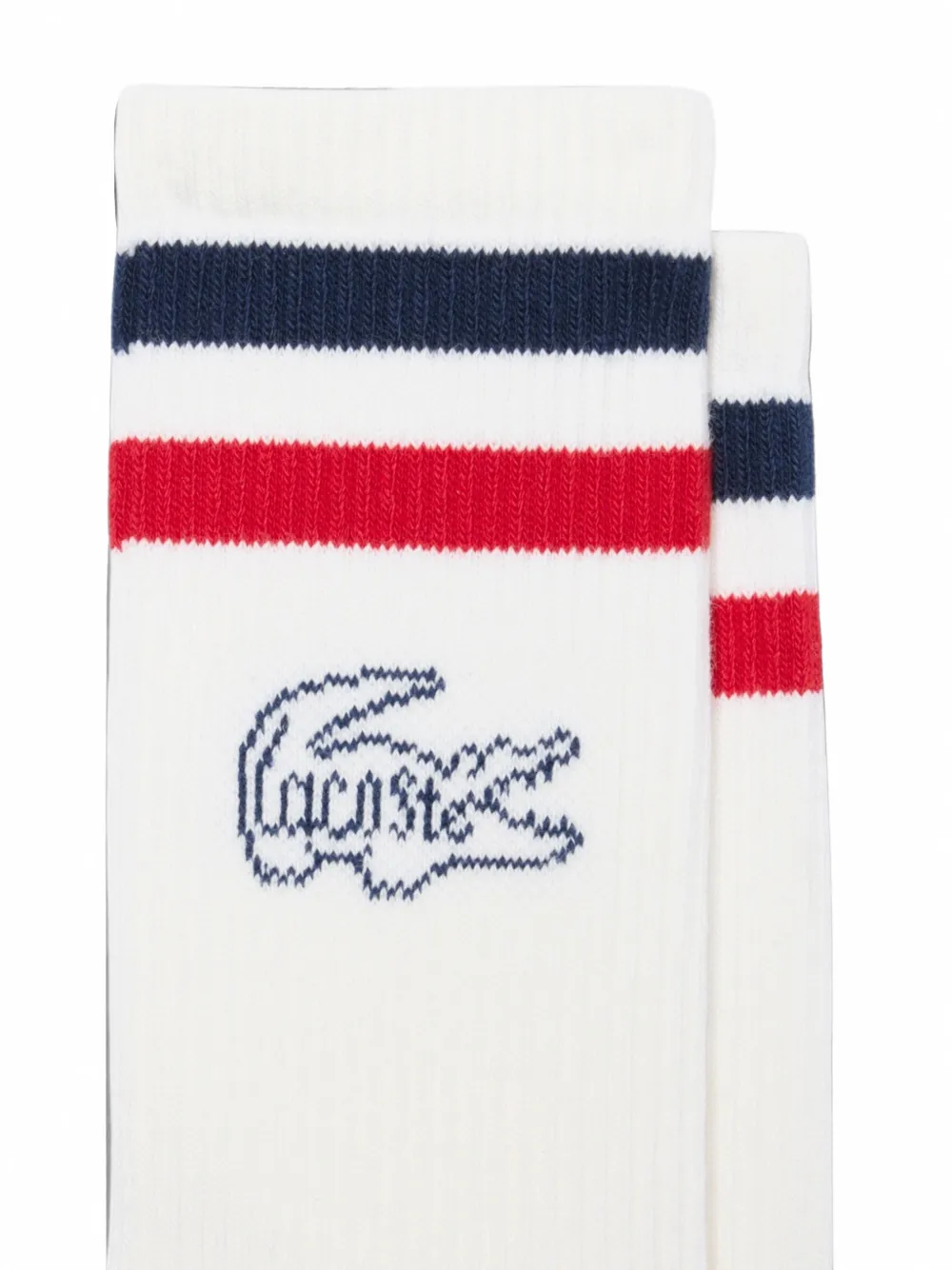 Lacoste Drie paar gestreepte sokken met geborduurd logo Wit