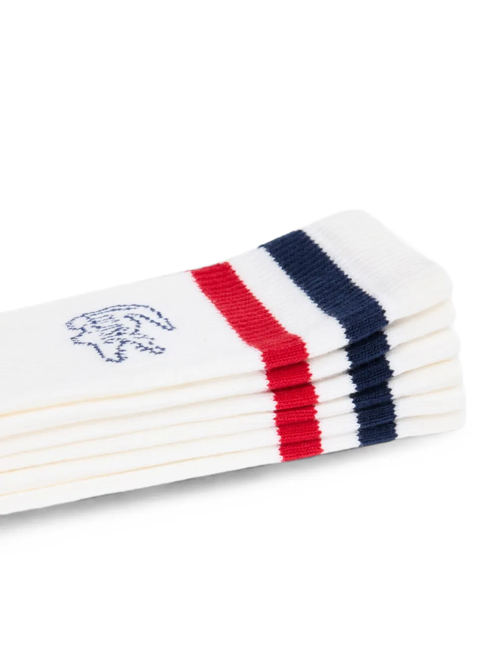 Lacoste Drie paar gestreepte sokken met geborduurd logo Wit