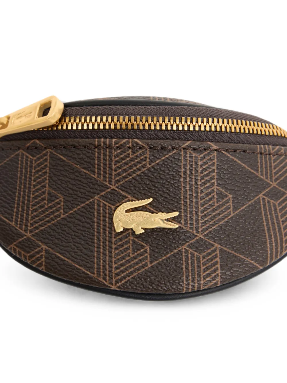 Lacoste Portemonnee met monogramprint en logoplakkaat Bruin