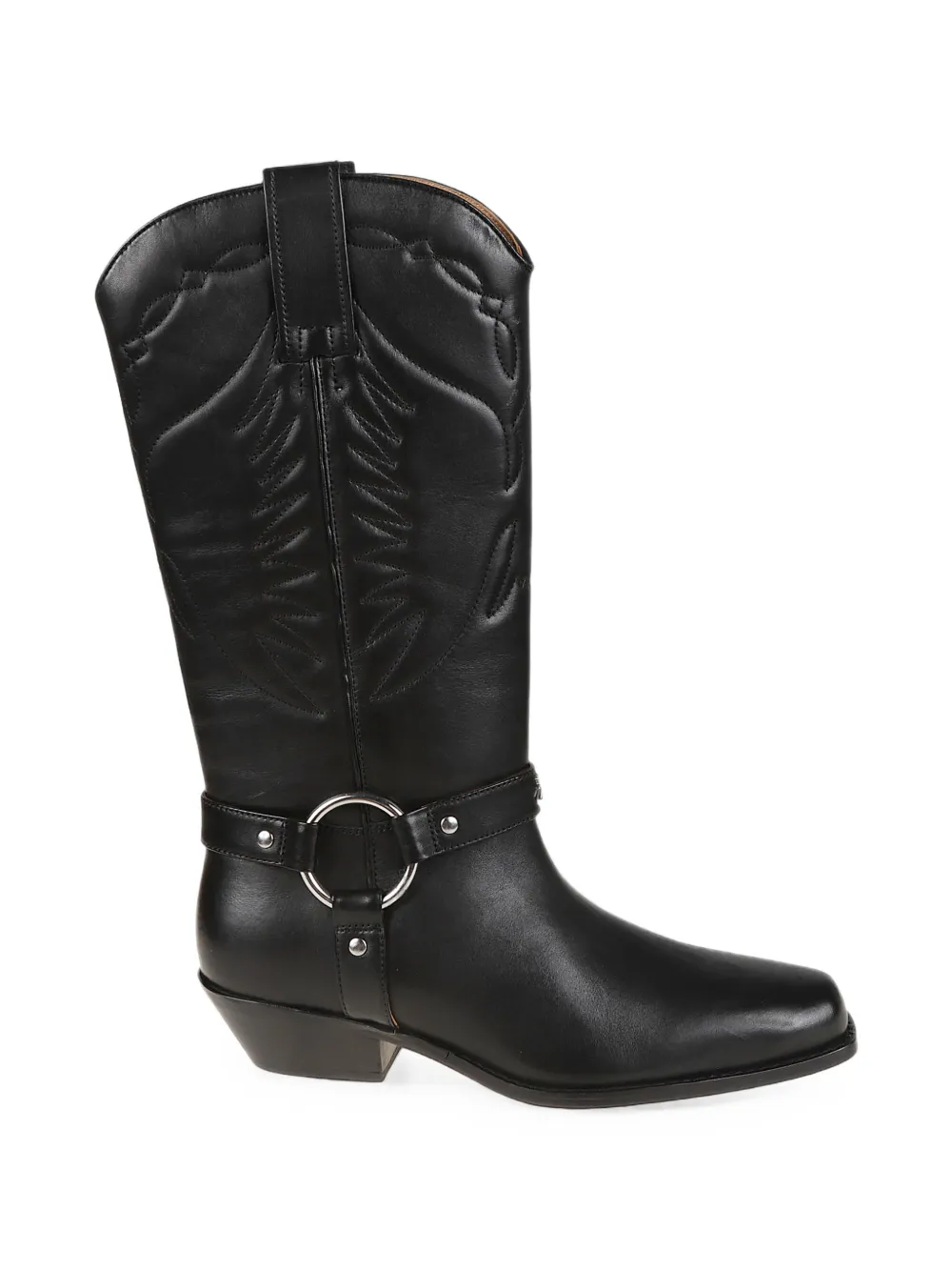 Patrizia Pepe embroidered leather cowboy boots Zwart