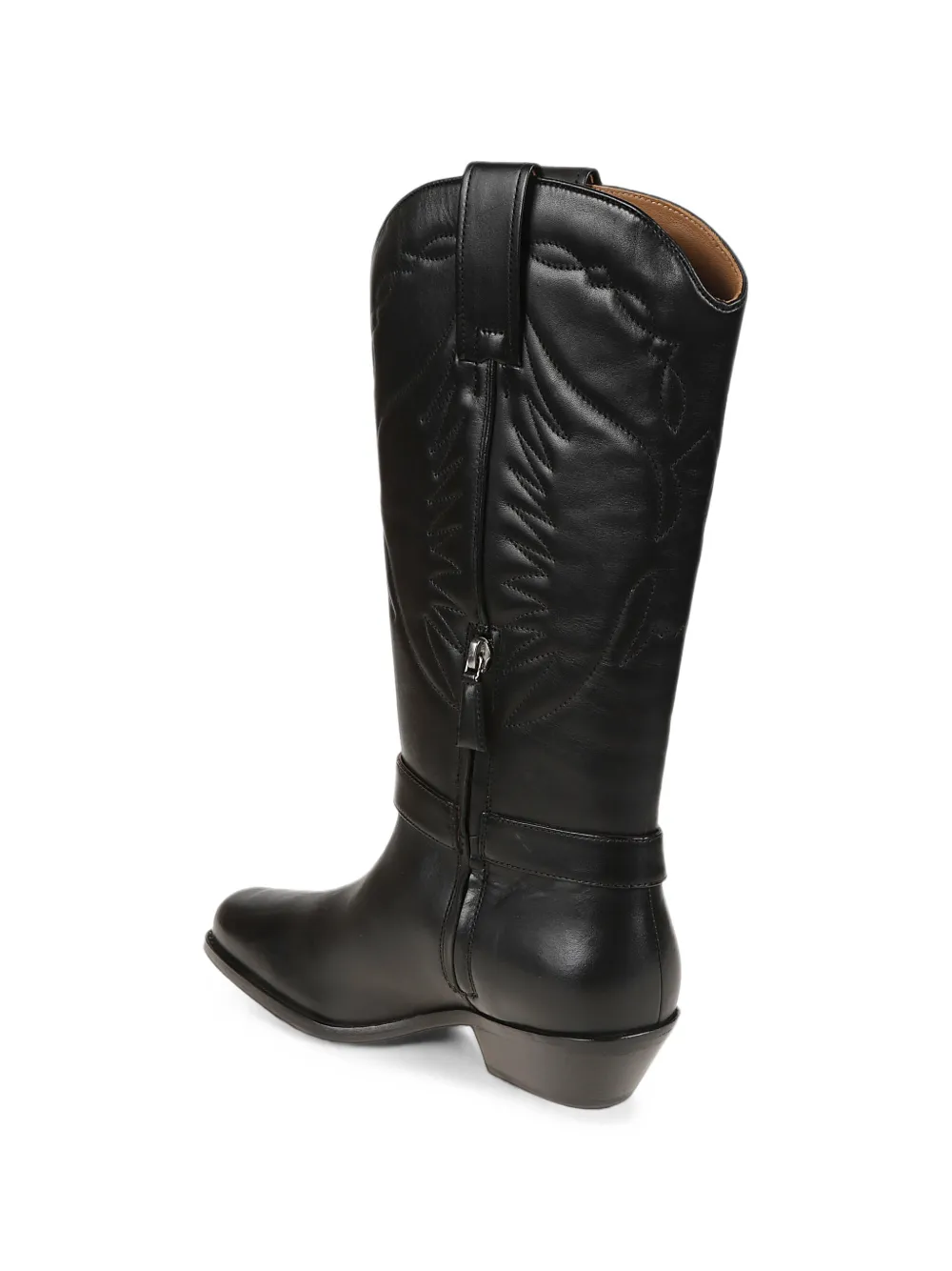Patrizia Pepe embroidered leather cowboy boots Zwart