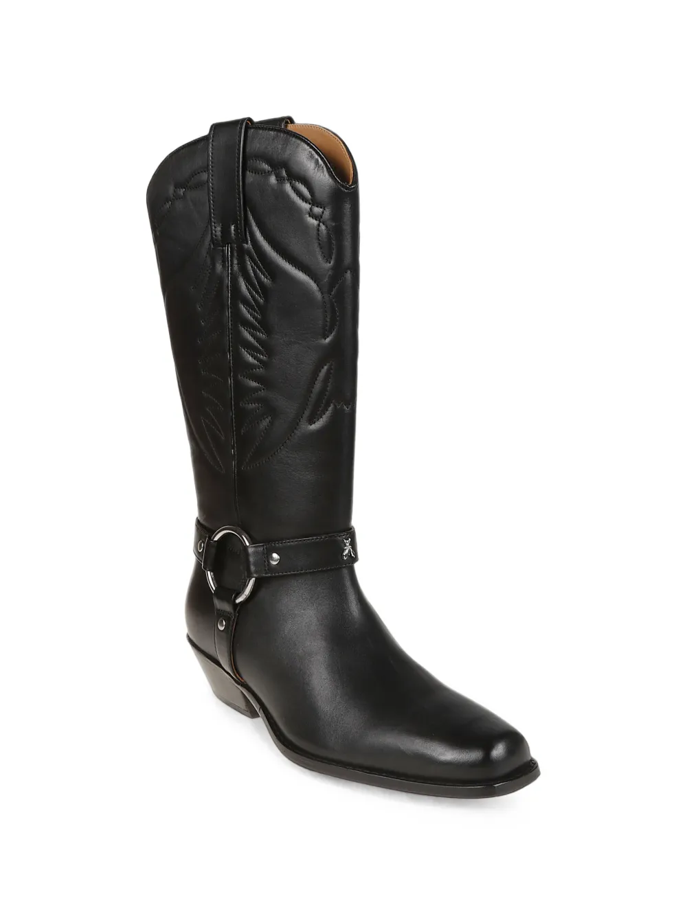 Patrizia Pepe embroidered leather cowboy boots Zwart